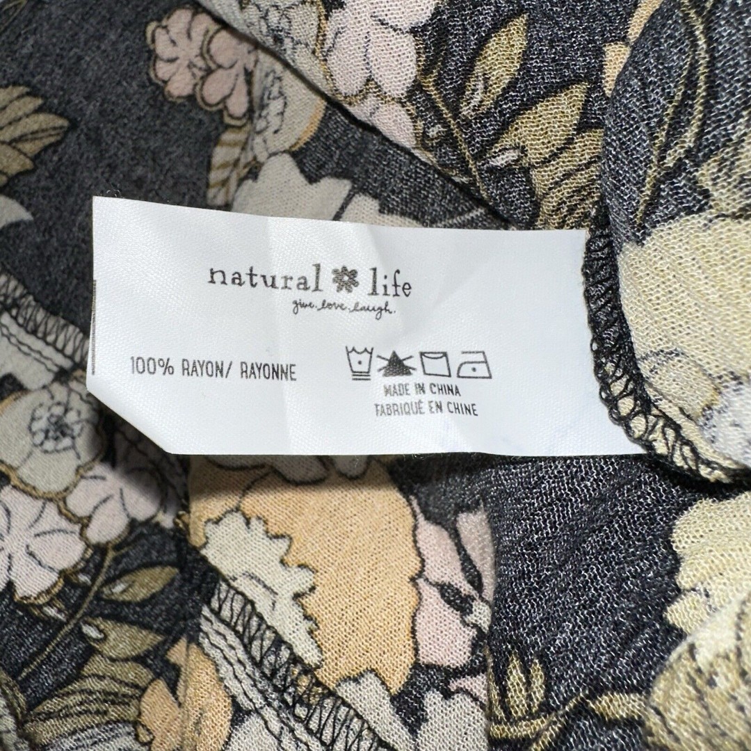Natural Life Floral Off Shoulder Boho Mini Shift Dress Roomy Women's Large NWT - detail