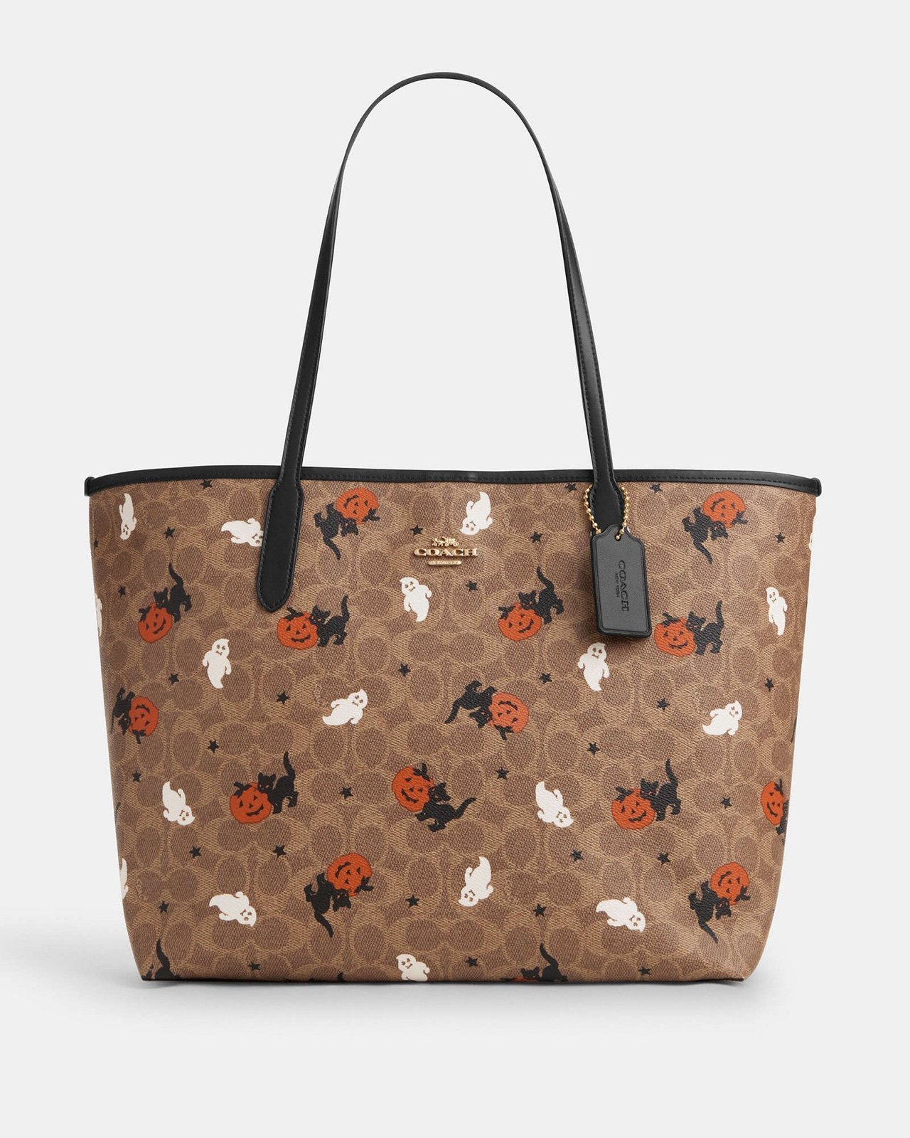 Coach City Tote In Signature Canvas With Halloween Print