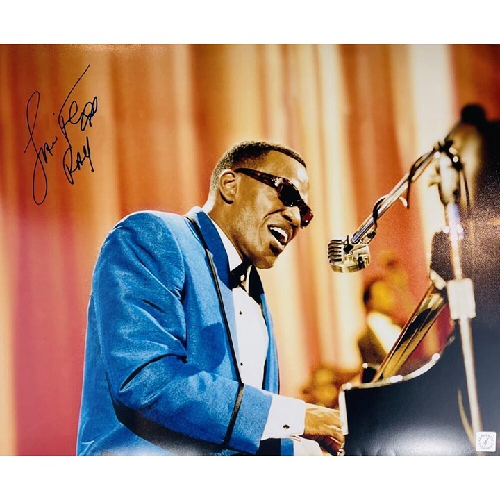 JAMIE FOXX SIGNED RAY CHARLES 16X20 PHOTO INSCRIBED PIANO SCENE ASI PHOTO PROOF