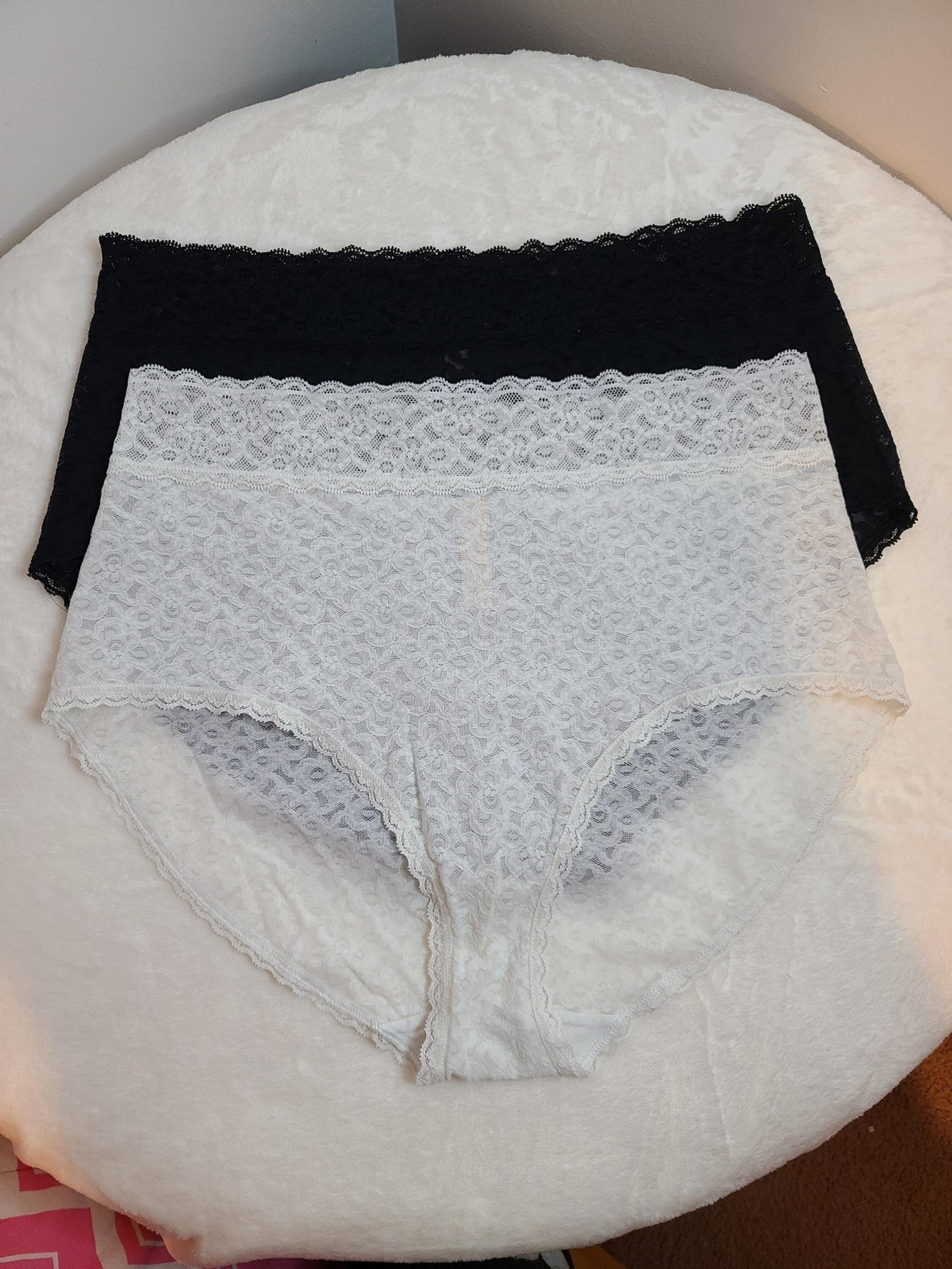 Love by GAP 2pk Lace High Rise Brief Panties Size Lg Black & White