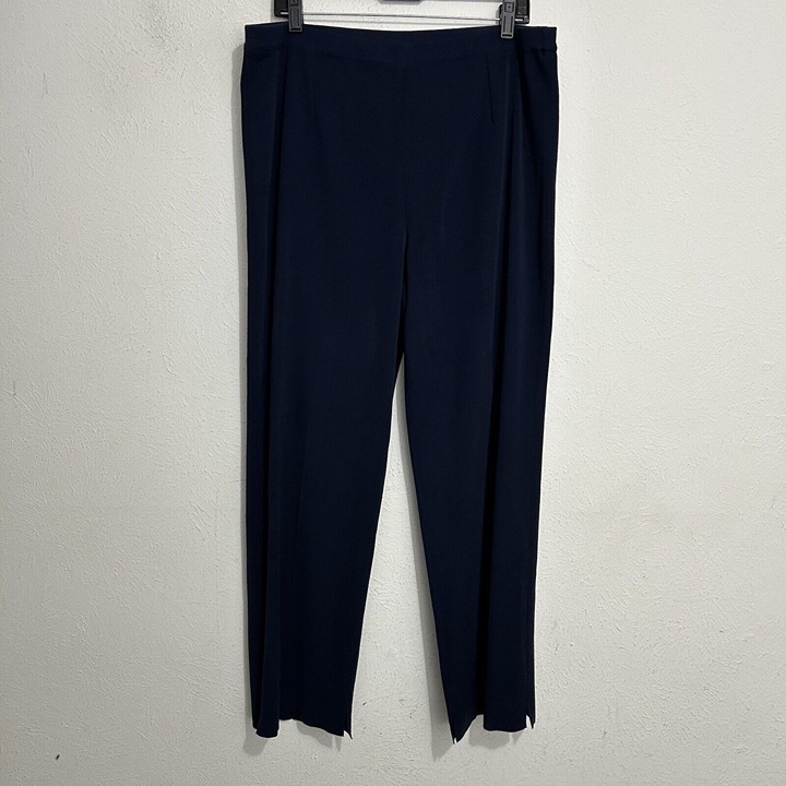 Ming Wang Straight Leg Ankle Pants Crepe Knit Split Hem Acrylic Plus Size 1X