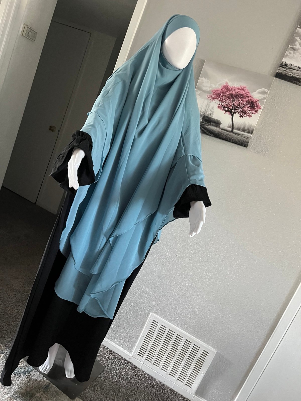 Two layers long khimar with beautiful batwing sleeve Arabian dress