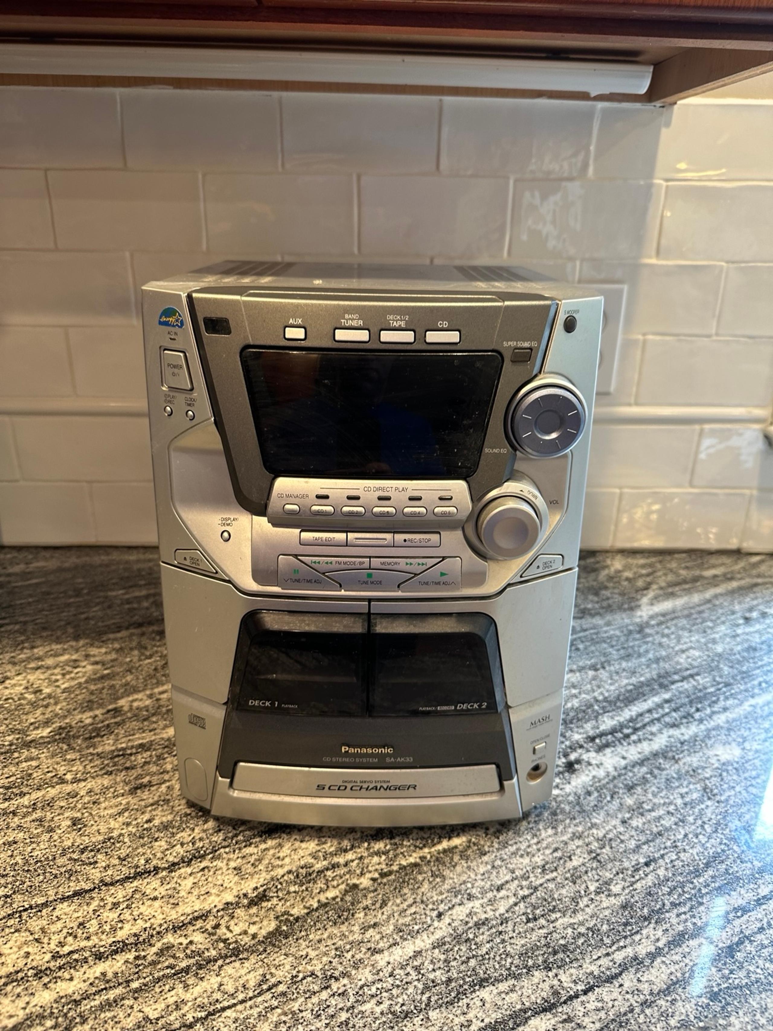 Panasonic SA-AK33 5 Disc Changer Playback Dual Deck Digital CD Stereo