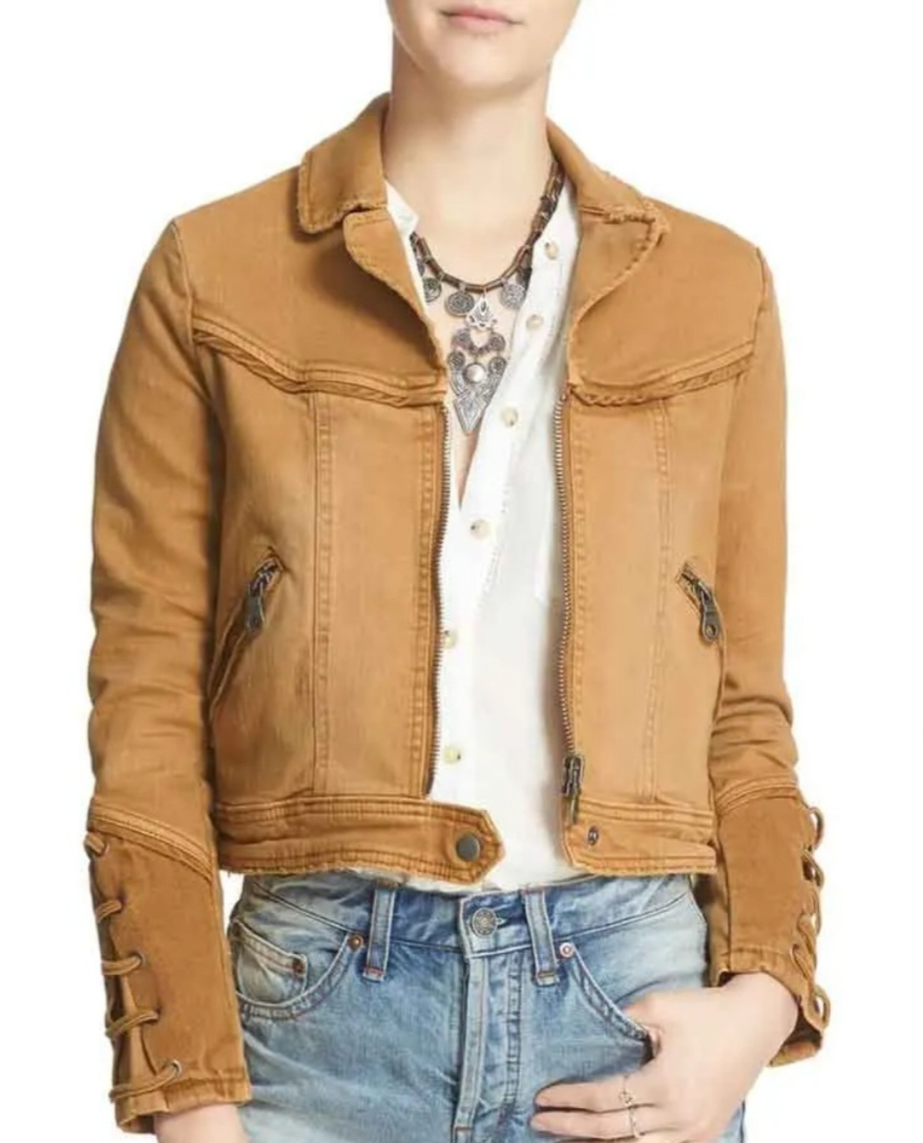 FREE PEOPLE Feel Good Brenda Denim Jacket SMALL 239