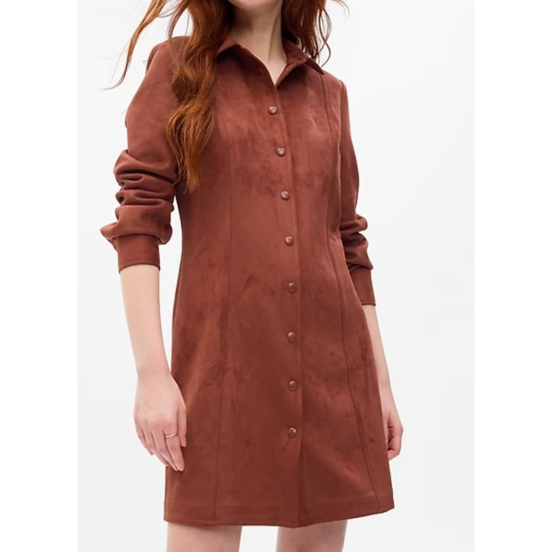 NWT GAP Faux-Suede Mini Shirtdress size S