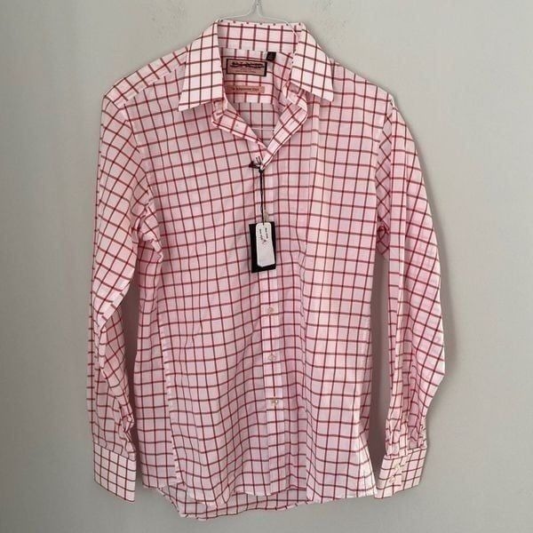 Thomas Pink Checkered Button Front Shirt