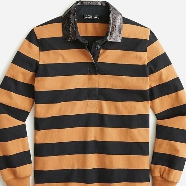 J. Crew Sequin Stripe Rugby Shirt S