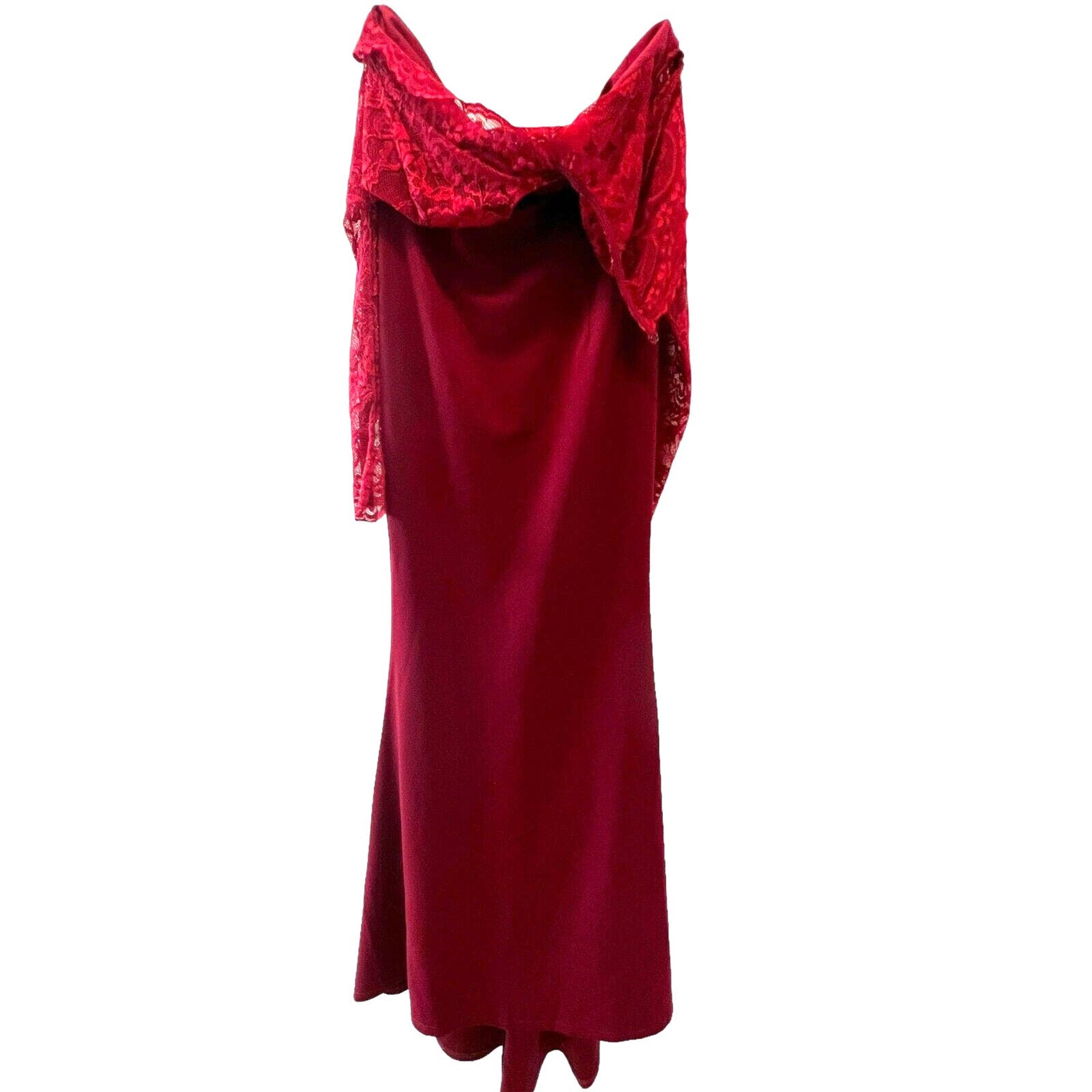 Blush Mark Womens Sz S Maxi Dress Red Wine Stretch Mesh Top Back Zipper