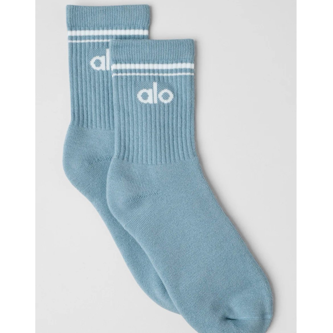 Alo Unisex Half-Crew Throwback Sock NWT Celestial Blue/Ivory