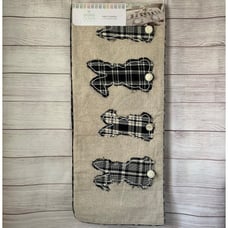 Sigrid Olsen Home Beige and Black Buffalo Plaid Easter Bunny Table Runner 14x72