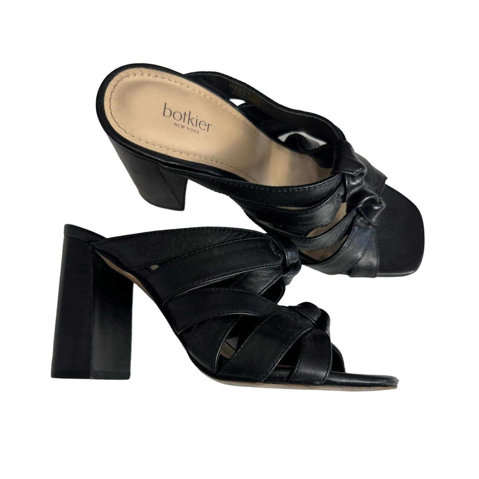 Botkier Block Heel Sandals Leather Black Size 5