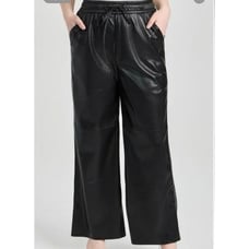 Good American NEW Black Faux Leather Wide Leg Pants Pull On GA Size 6 / US 2X-3X