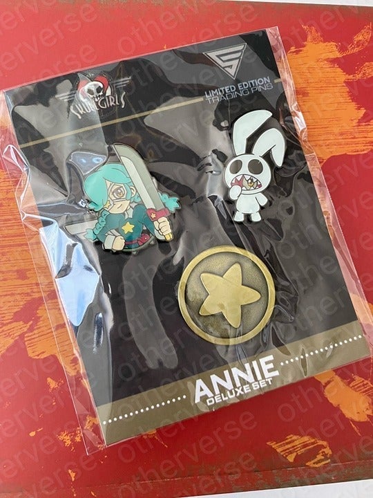 Skullgirls Annie Limited Edition Deluxe Enamel Pin Set Figure Sagan Star Emblem