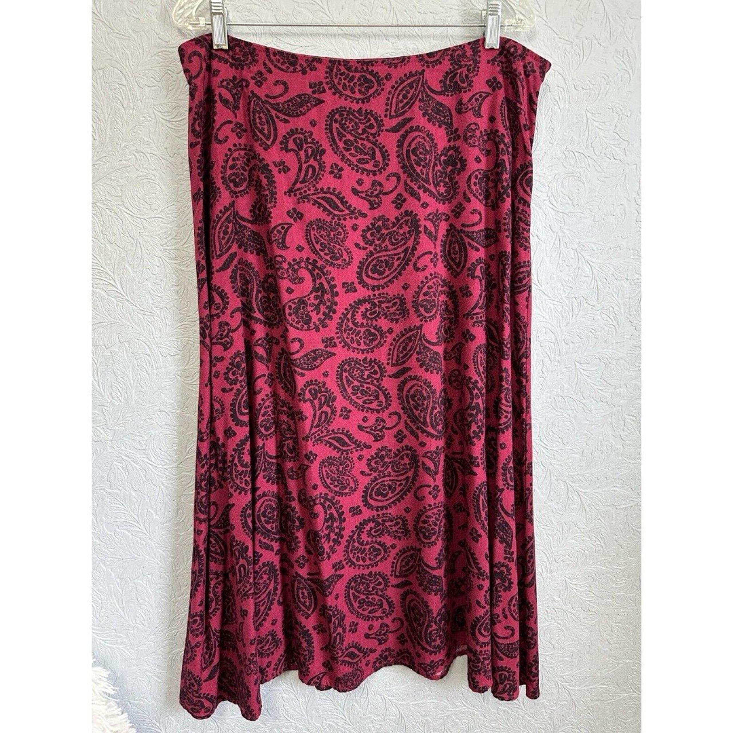 Croft & Barrow Size 16 Paisley A Line Maxi Skirt F8