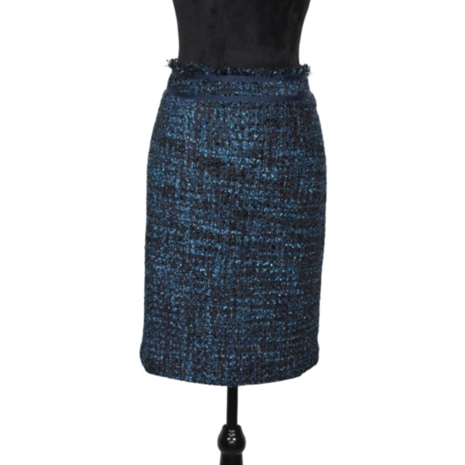 J. McLaughlin Blue Tweed Pencil Skirt Size 8
