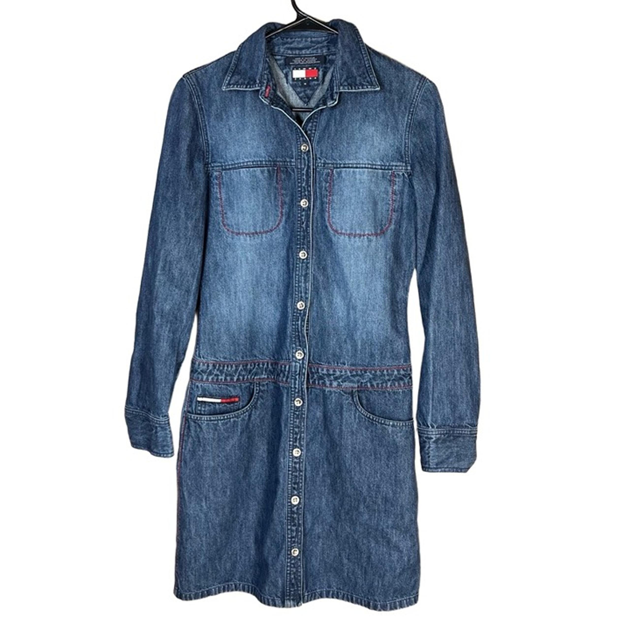 Tommy Hilfiger Blue Long Sleeve Button Down Collared Denim Dress Women’s M