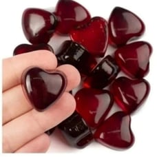 DOMED RED GLASS HEART & ROUND BLUE SEAGLASS STONES LOT TOTAL 128 (2 lb) PIECES!