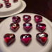 DOMED RED GLASS HEART & ROUND BLUE SEAGLASS STONES LOT TOTAL 128 (2 lb) PIECES!