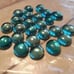DOMED RED GLASS HEART & ROUND BLUE SEAGLASS STONES LOT TOTAL 128 (2 lb) PIECES!