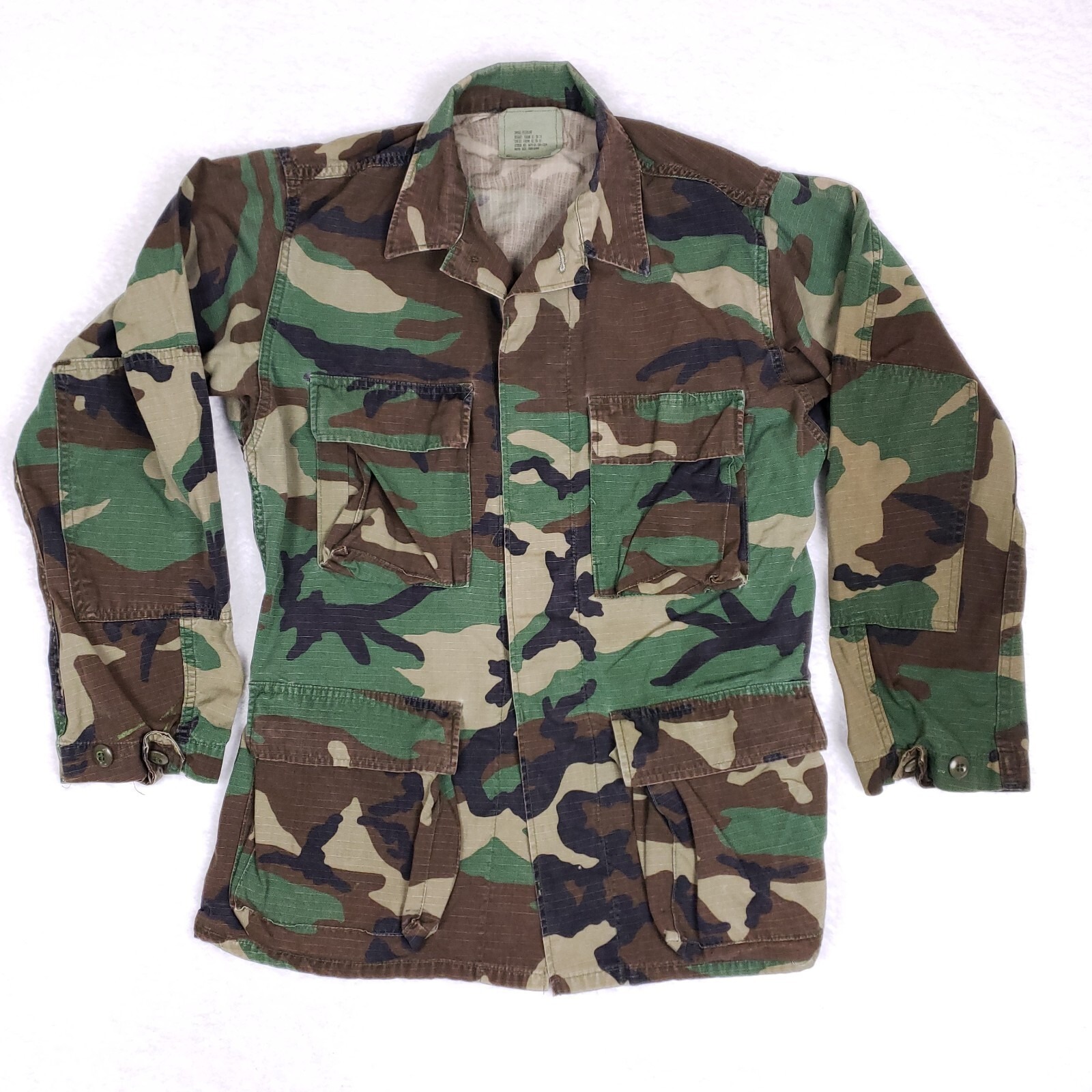 VTG 80s American Apparel Jacket Combat Woodland Camo Small Regular Military Army