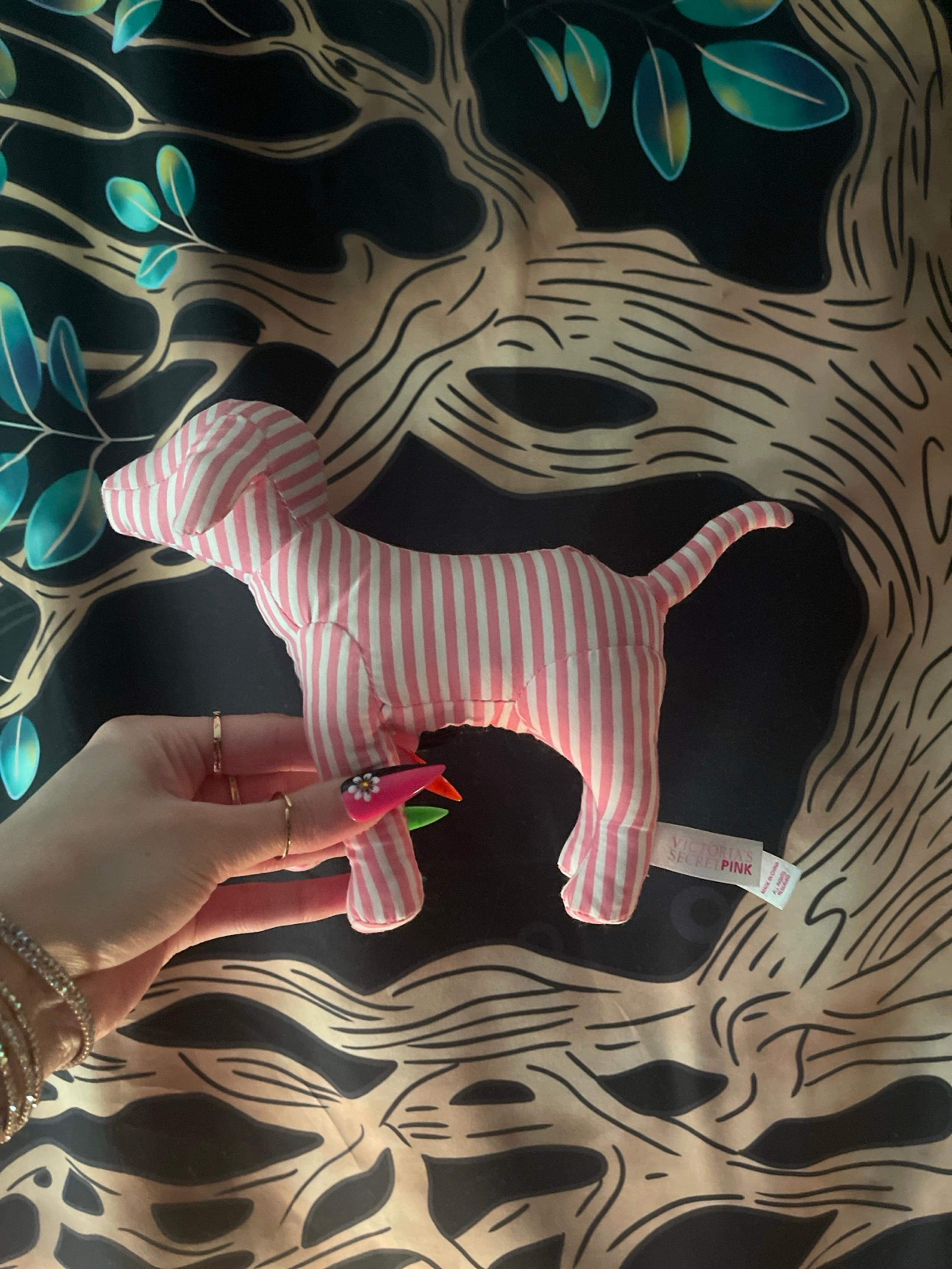 VS PINK VINTAGE RARE HTF STRIPED PLUSH DOG