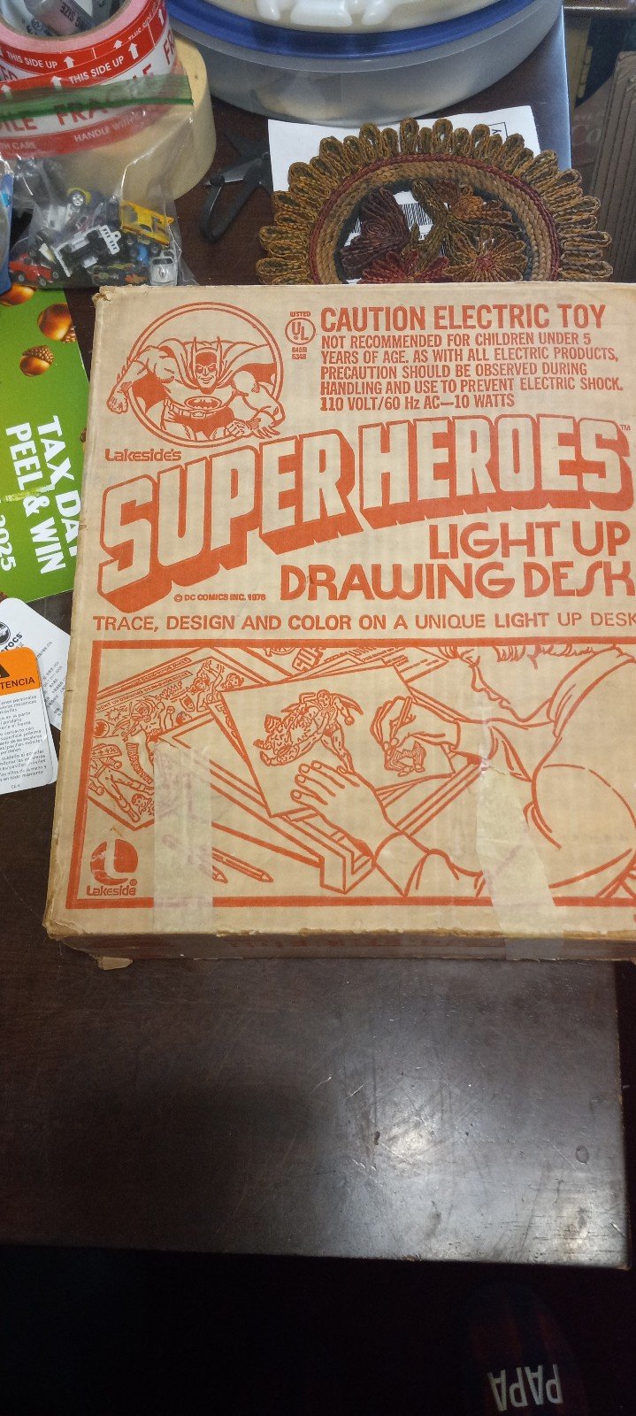 Vintage superheroes drawing desk