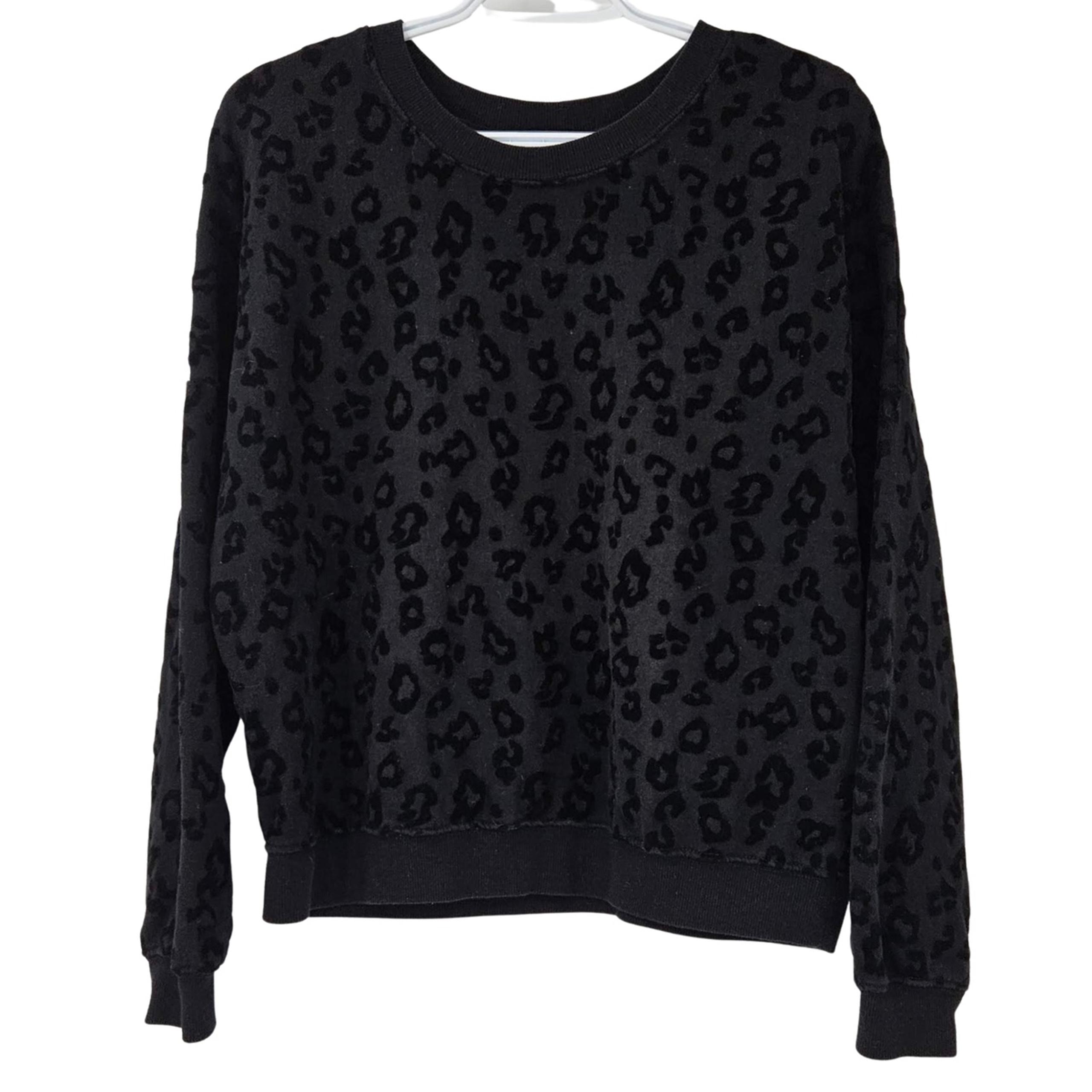 Victoria’s Secret Pink Women's black Leopard Print Velvet Sweatshirt large
