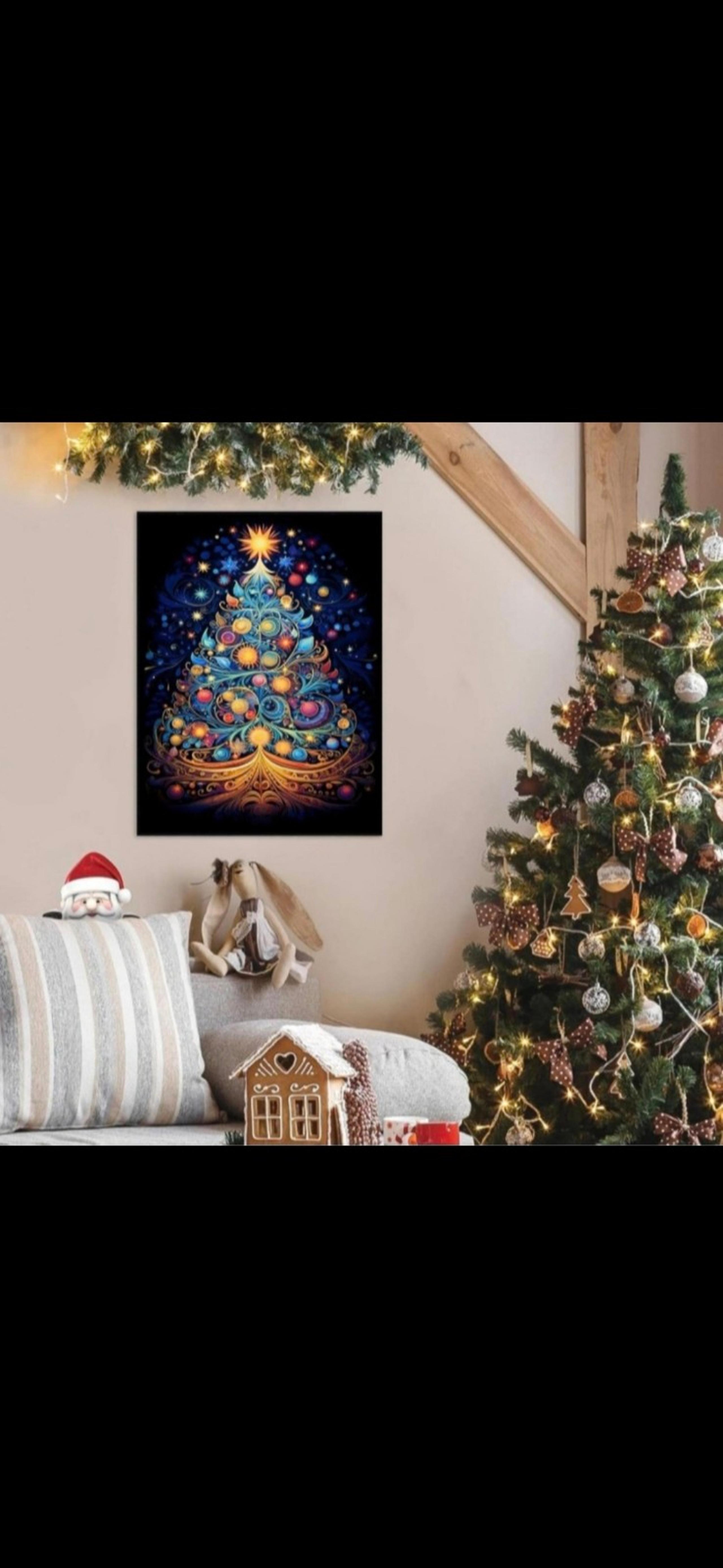 Whimsical Christmas Holiday Mandala Tree Blue Diamond Painting Kit New