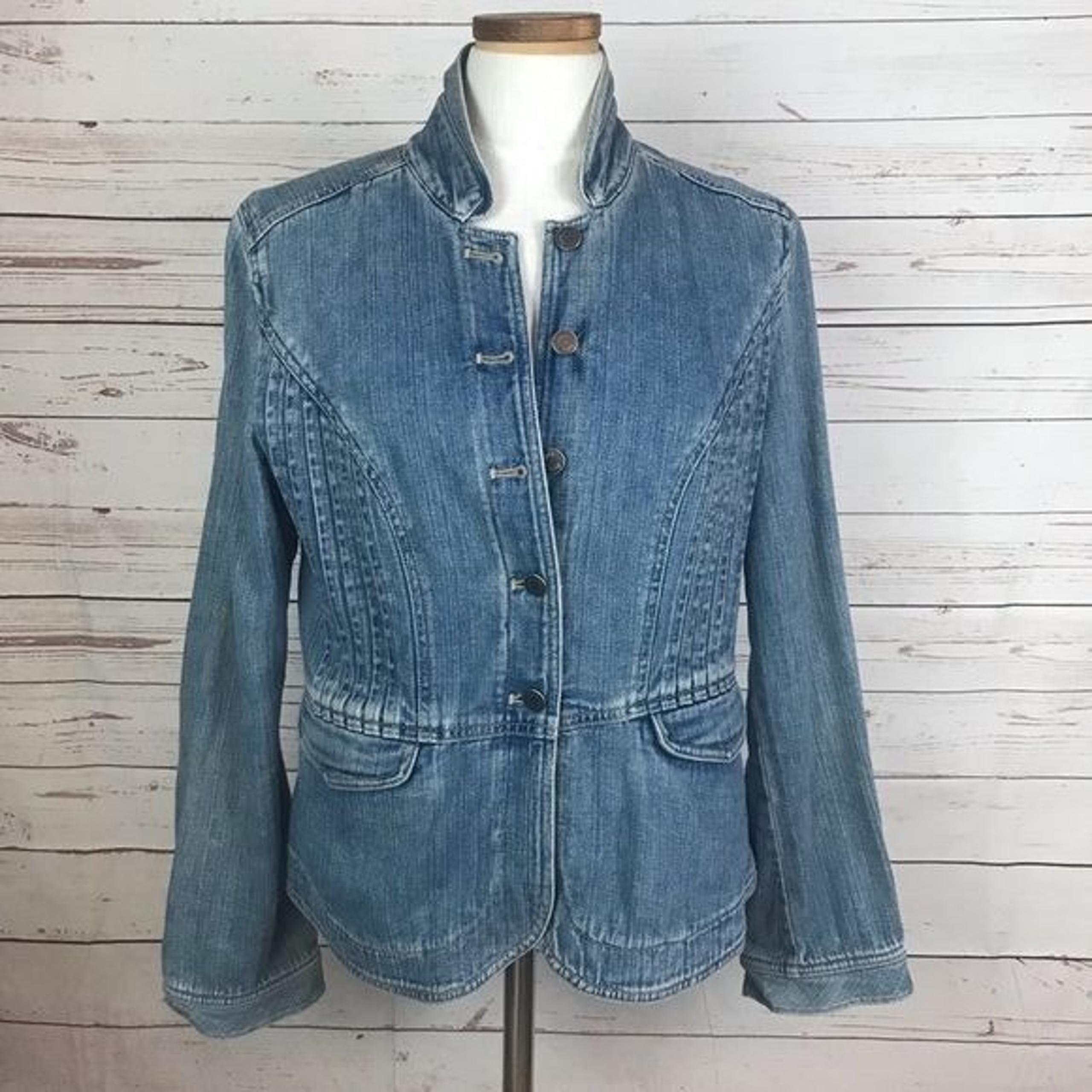 J. JILL Womens Denim Jean Jacket Button Up Sz SM