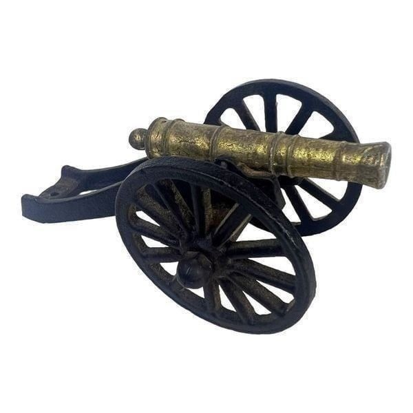 Vintage Miniature Cast Iron and Brass Cannon Made in USA