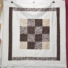 CRAZY QUILTS BROWN & TAN 45 X 45 LAP QUILT VINTAGE