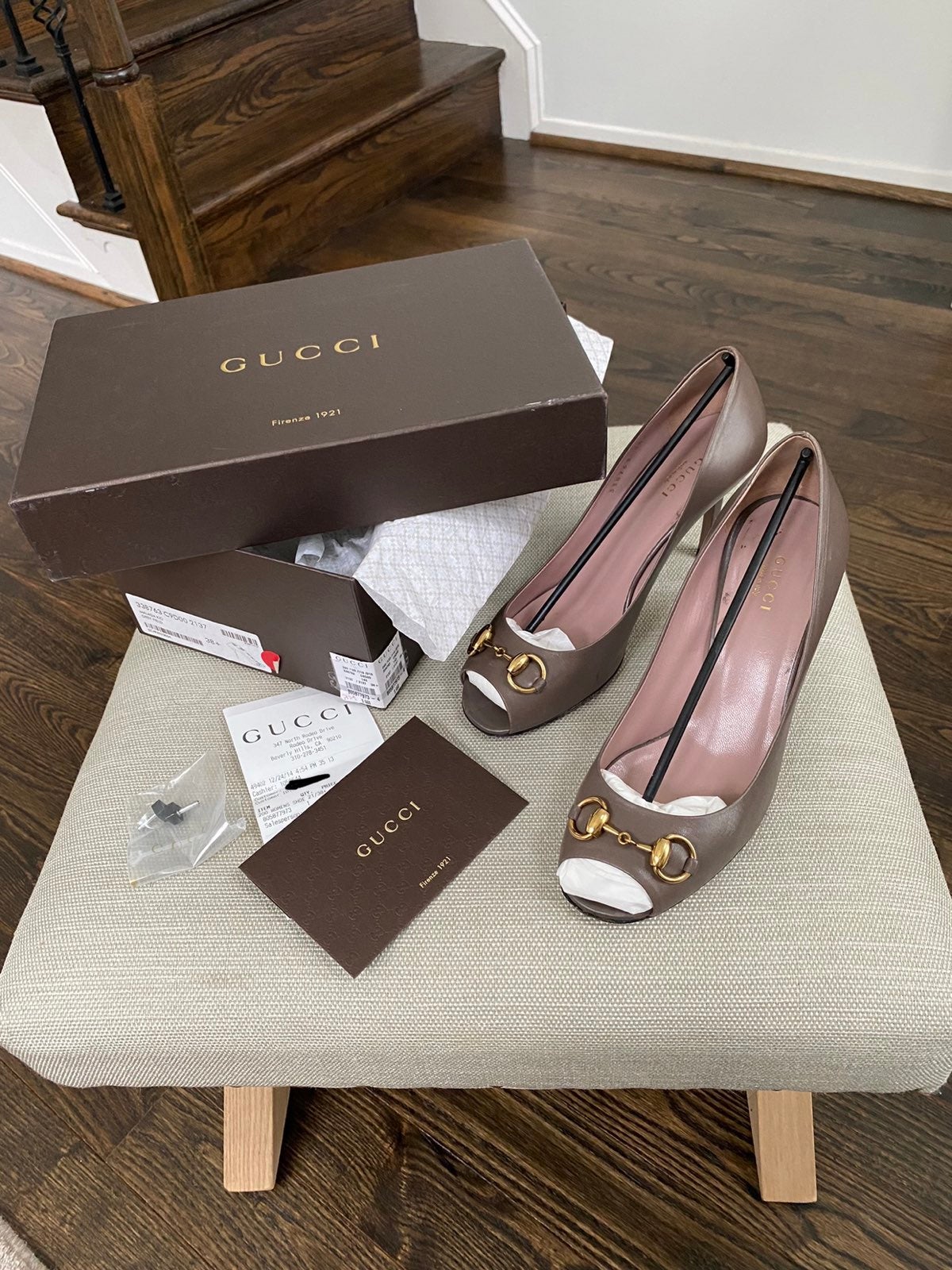 Gucci Grey Field Malaga Kid Sandals