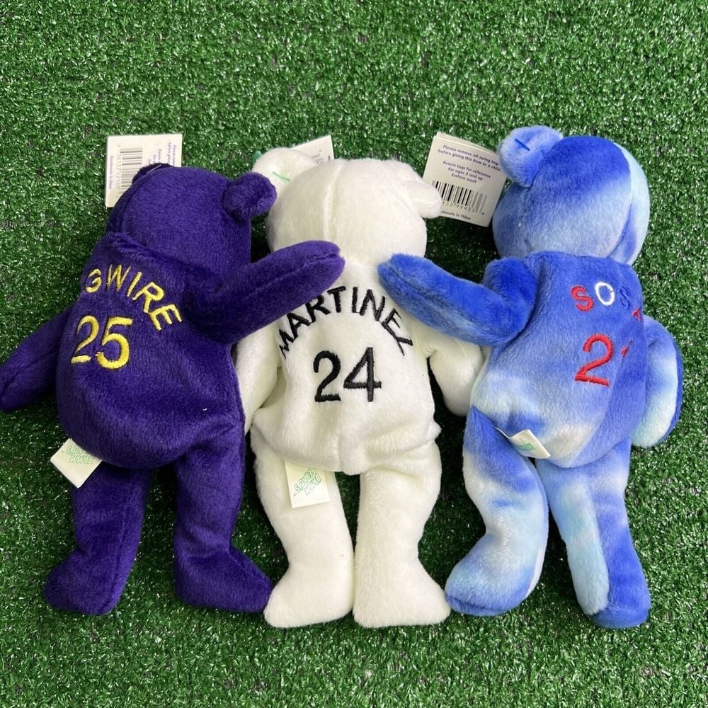 MLB Beanie Babies Lot Of 3 Sosa#21 Martinez #24 McGwire #25 With Tags Bamm Beano