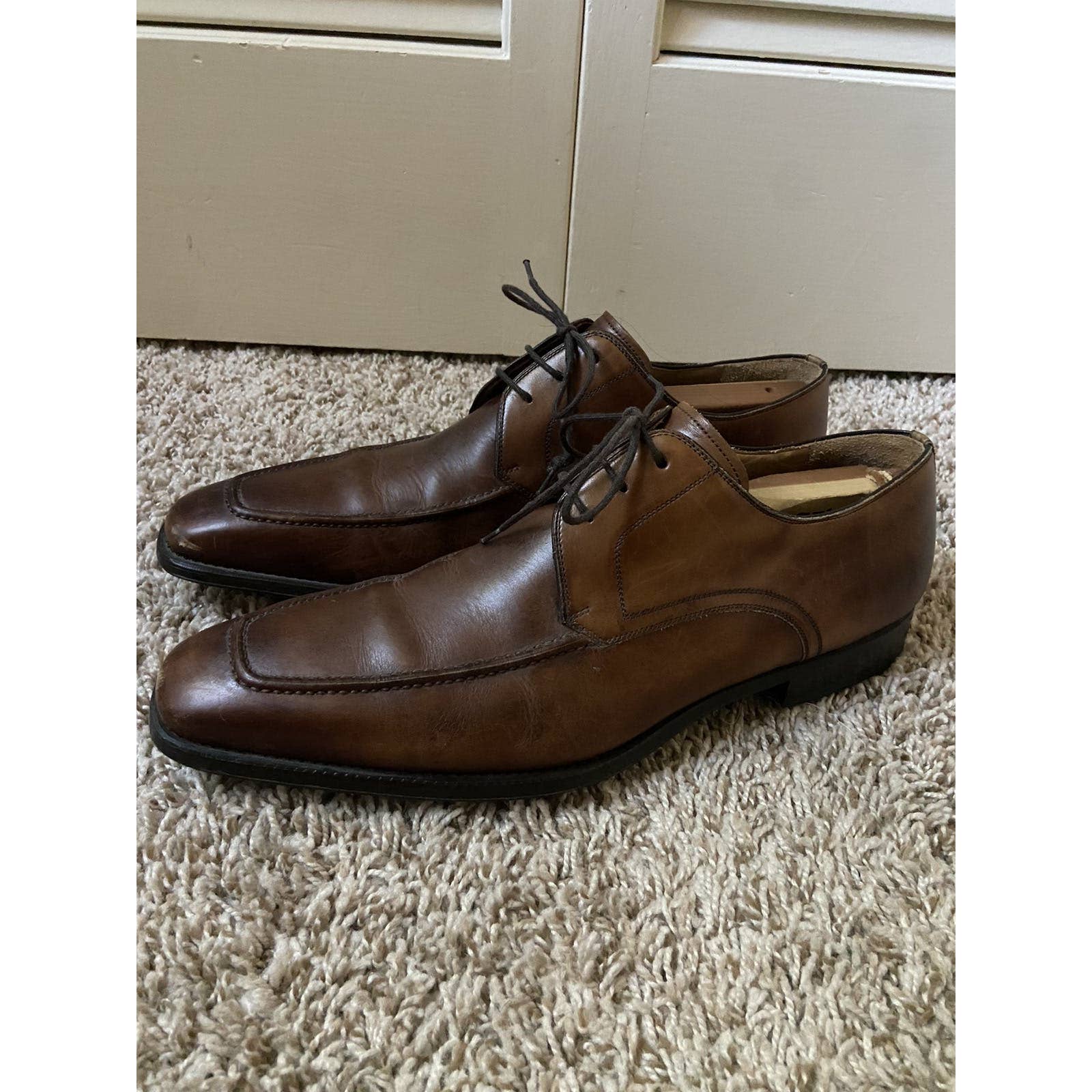 Magnanni Romelo Cognac Brown Lace Up Leather Oxford Dress Shoes Men's Size 11.5
