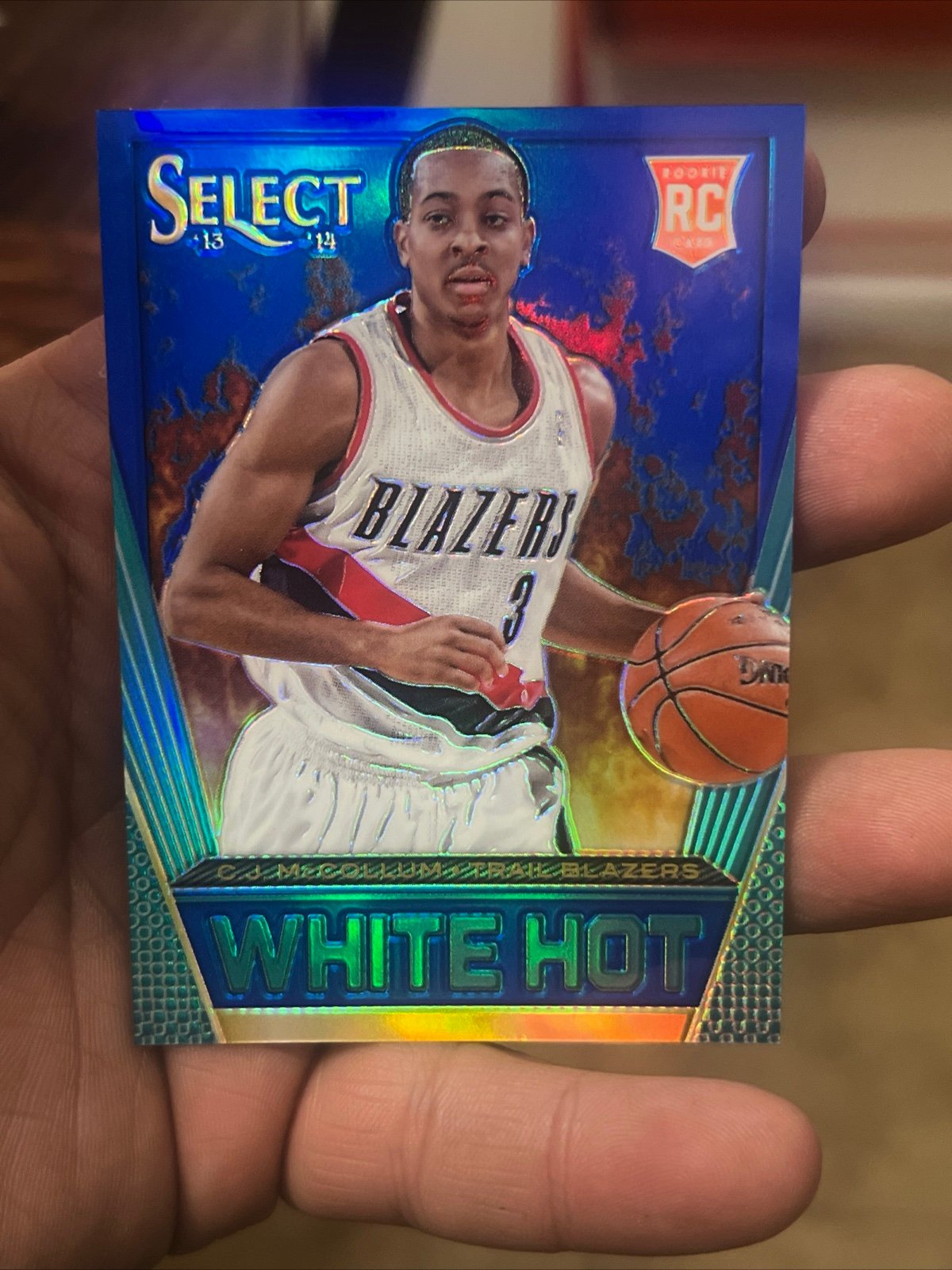 2013-14 Panini Select White Hot C.J. McCollum 49/49 Blue Prizm #30 Rookie