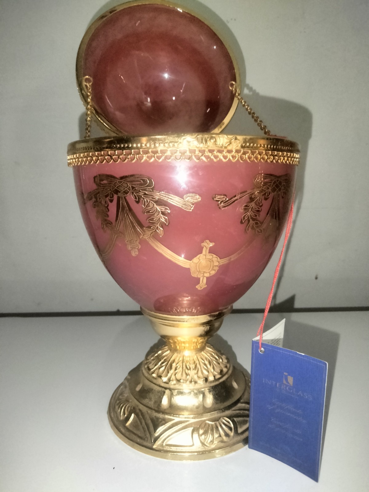 Vintage Interglass Faberge Styled Egg with 24K Gold Gilt