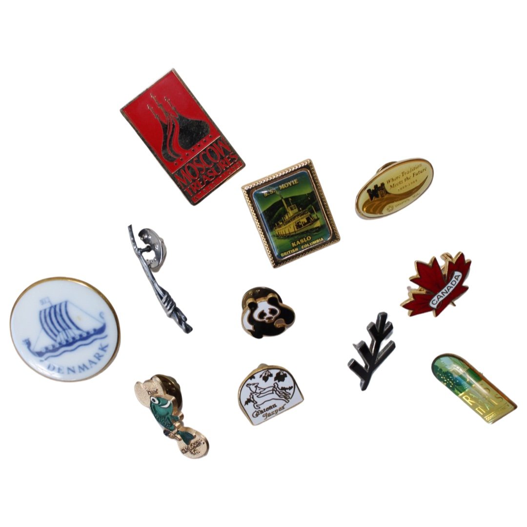 Lot Set Vintage Idaho Canada British Columbia BC Panda Israel Denmark Lapel Pins