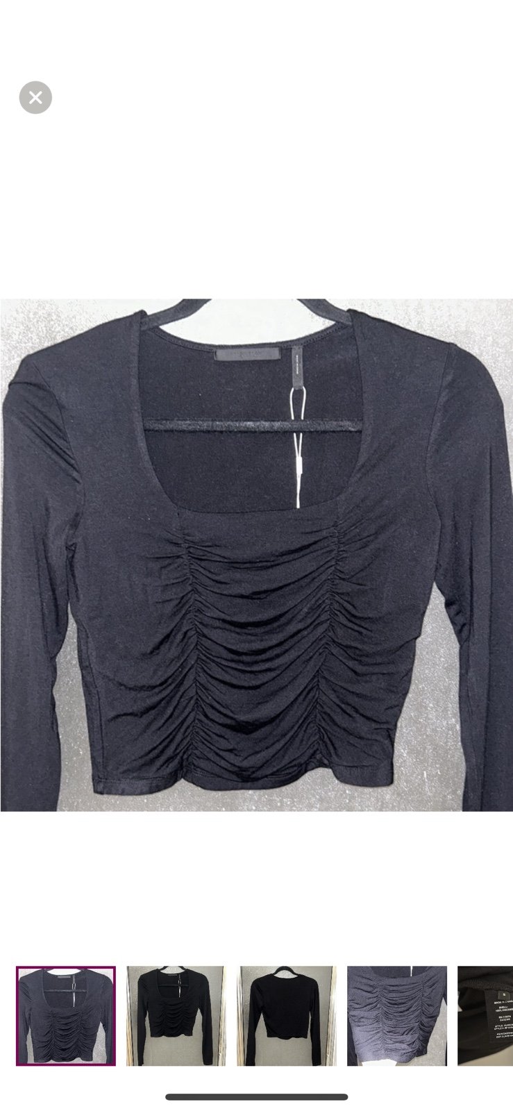 Helmut Lang crunched long sleeve black top