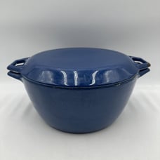 Copco Denmark Lidded Casserole Dish Pot D3 Blue Enamel Cast Iron Vintage