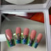 Green/blue French press on nails