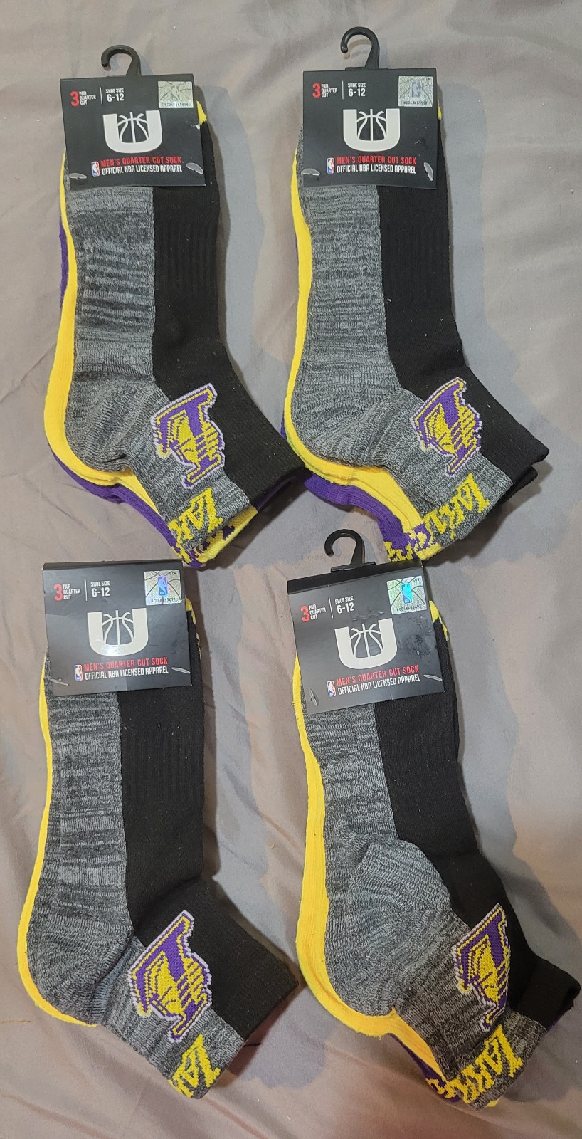 Men's quarter cut sock Official NBA LICENSED APPAREL 3PAIR each set new