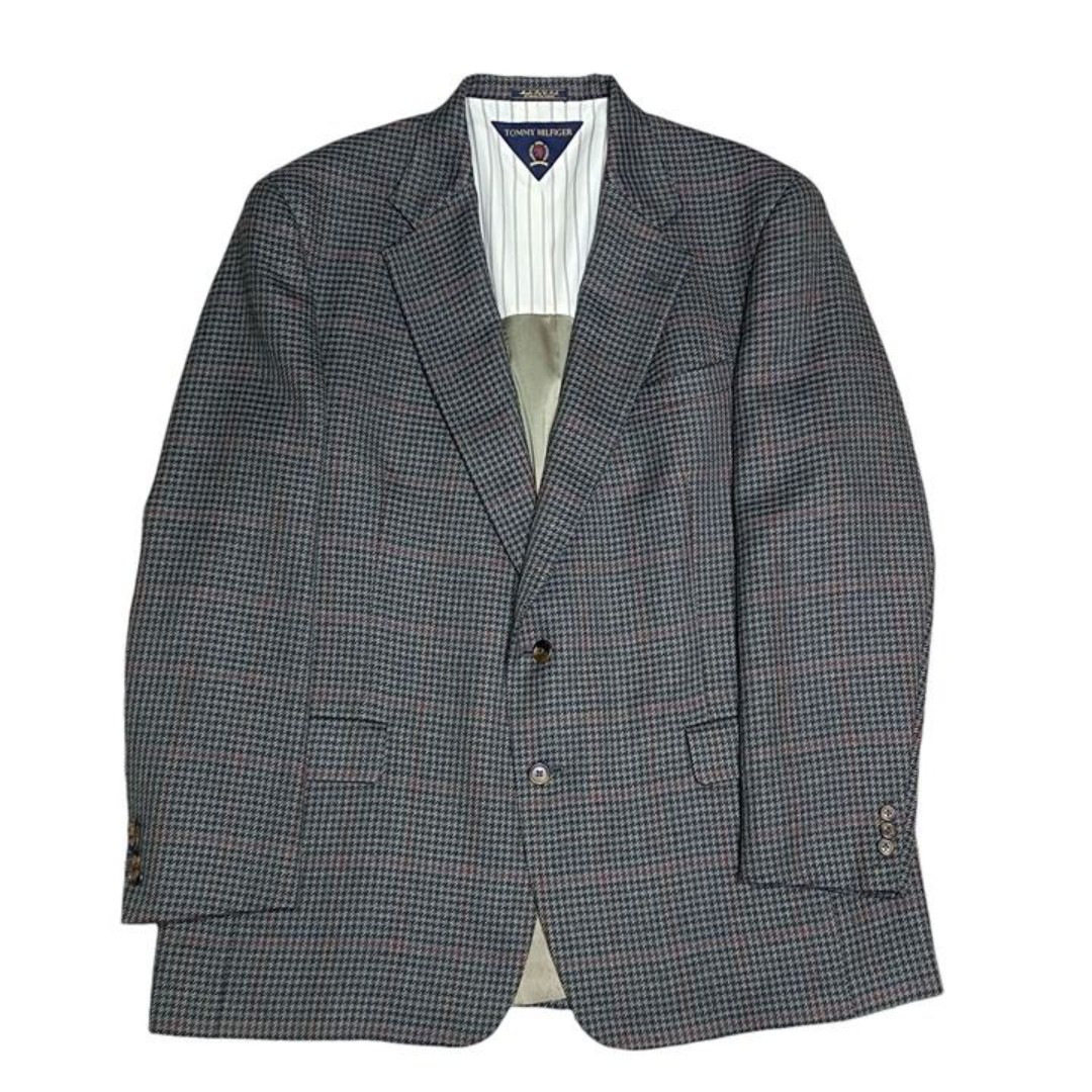 Tommy Hilfiger Plaid Blazer Size 46 Long Gray Red