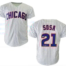 Sammy Sosa Signed Custom Chicago Pinstripe Baseball Jersey JSA