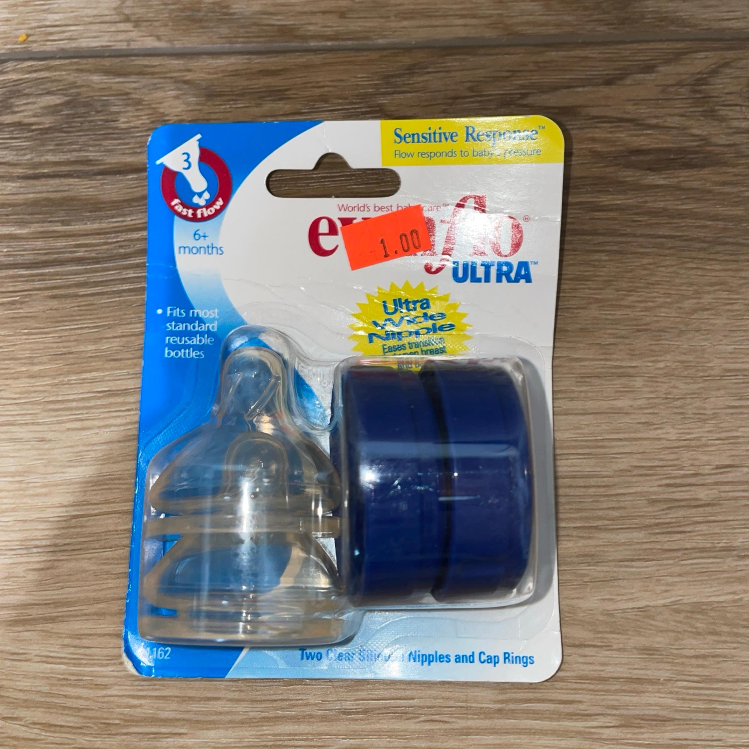 Evenflo Ultra Wide Nipples & Rings for Standard Baby Bottles 6m+