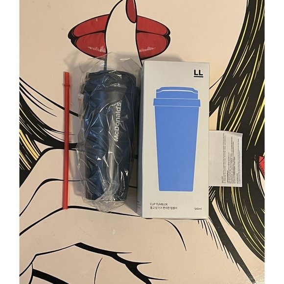 McDonalds Blue Clip Tumbler THAILAND import 2022 Summer Lock lock 18oz NEW