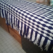 Hand made wool afghan blue and cream col