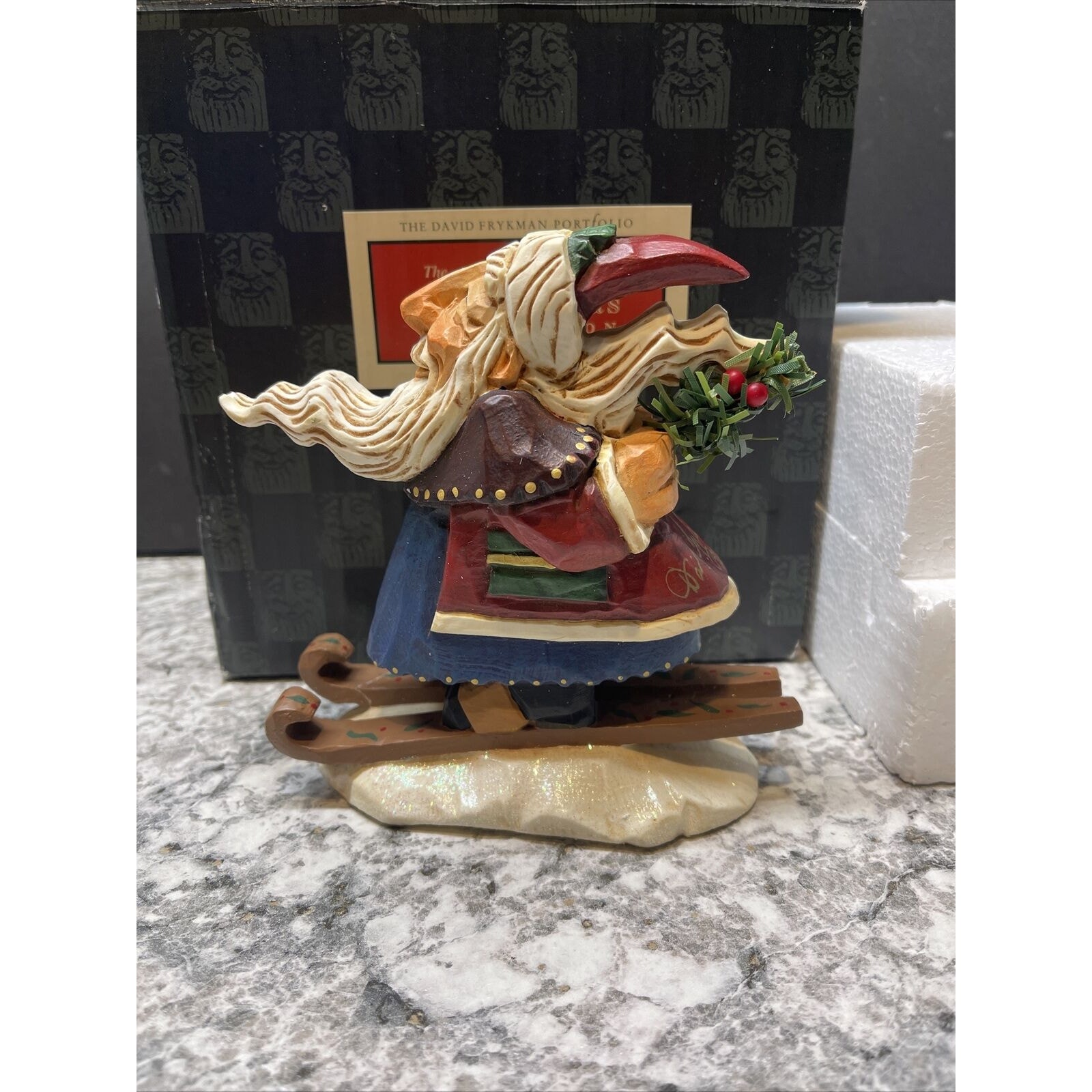 David Frykman 1998 DF 1325 Santa On Skis Unique Holiday Christmas Signed