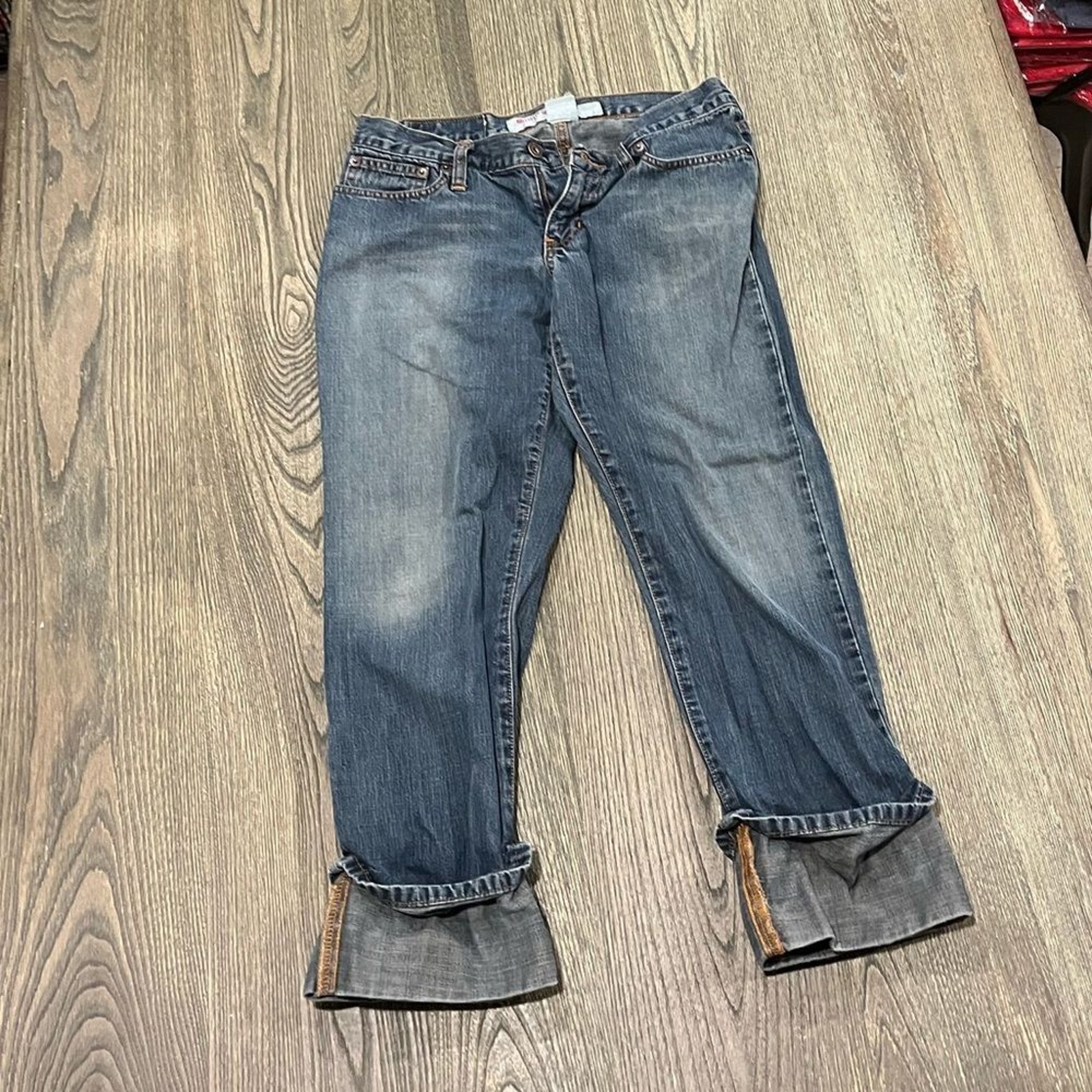 Hollister & Co Pacific Merchants Cuffed Cropped Jeans Straight Leg Blue Size 22