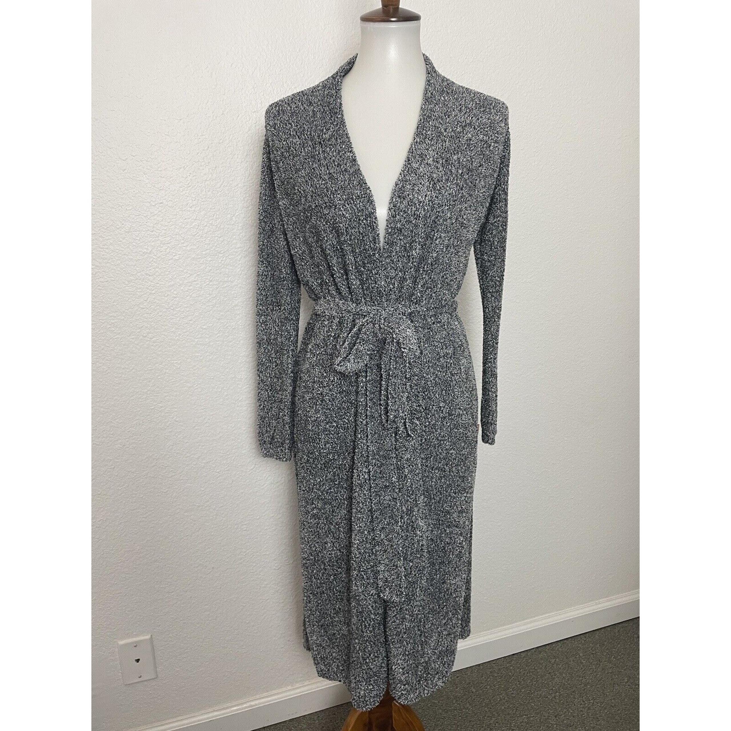 Josie Natori Sleepwear Belted Robe Side Slits Tweed