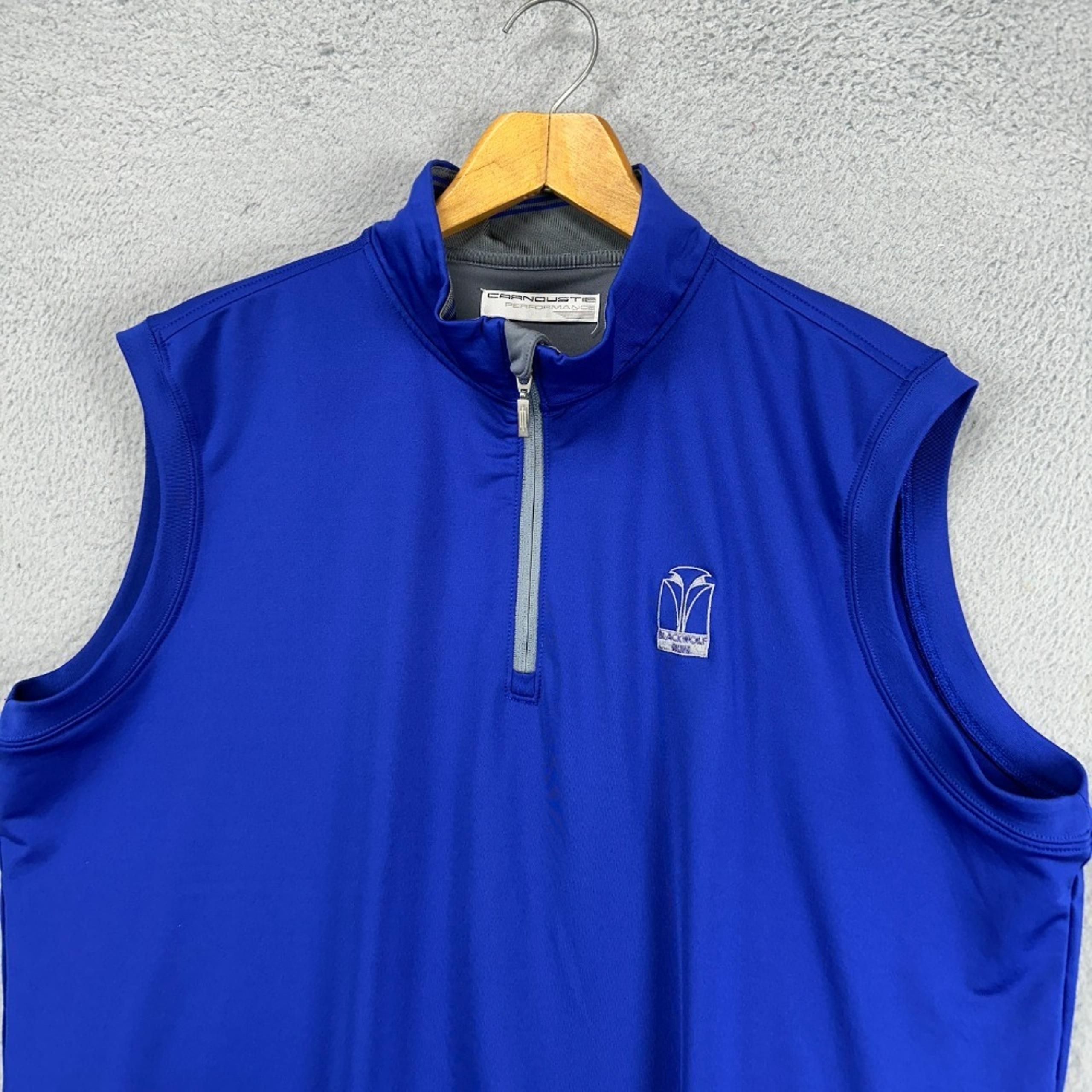 Carnoustie Performance Pullover Vest Mens XL Blue Quarter Zip Stretch Sleeveless